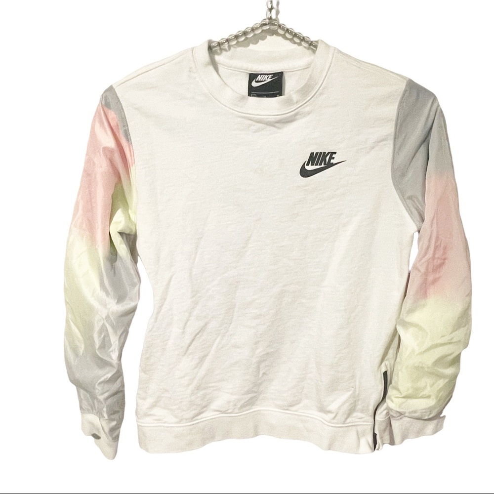Nike Youth Medium White Iridescent‎ Sleeve Crewneck Sweatshirt